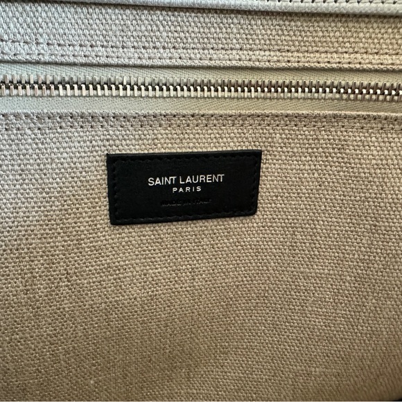 YSL Rive Gauche Canvas Tote in White Linen - Picture 14 of 14